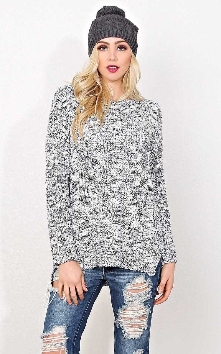Blizzard Babe Sweater Knit Top - LGE - White Combo in Size Large by Styles For Less