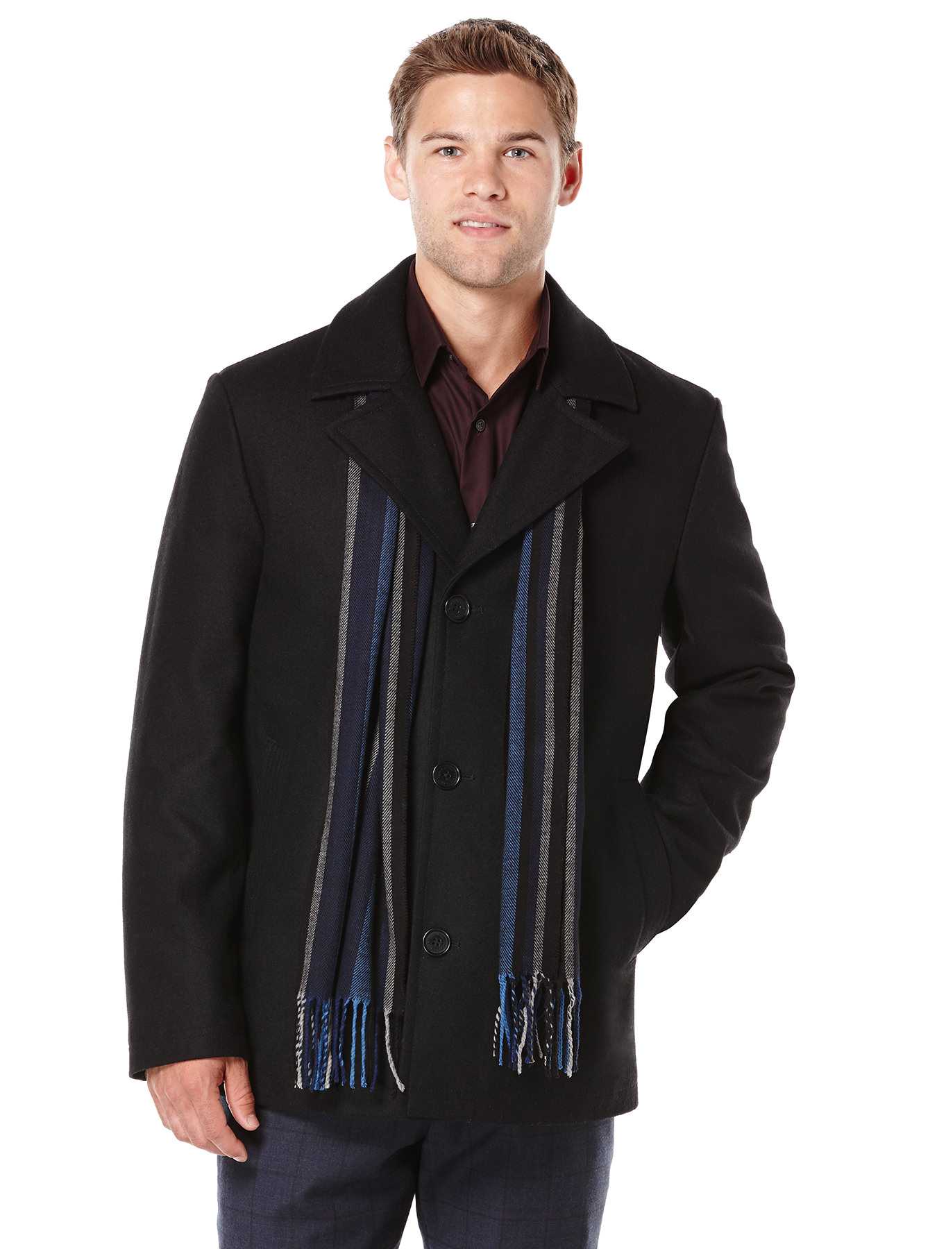 Perry Ellis Wool Melton Scarf Coat