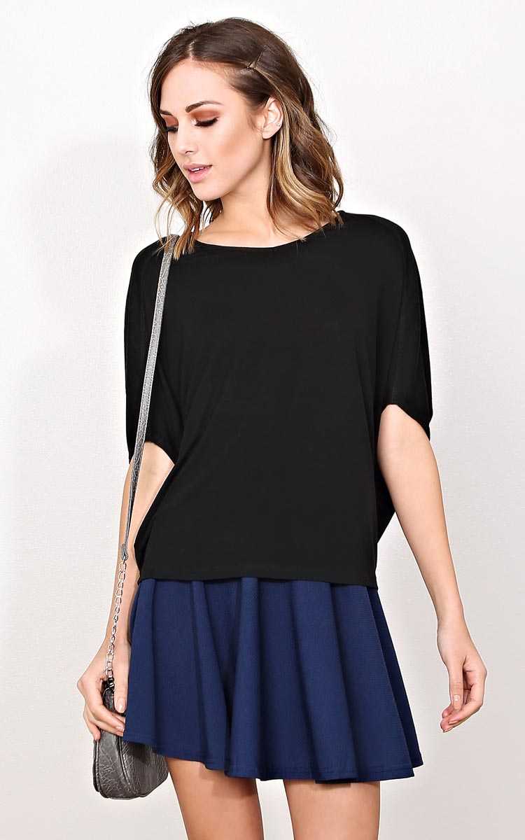 Mixed Feelings Knit Dolman Top - SML - Black in Size Small by Styles For Less
