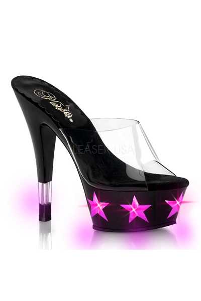 Clear Pink Light Up Star Platform High Heels