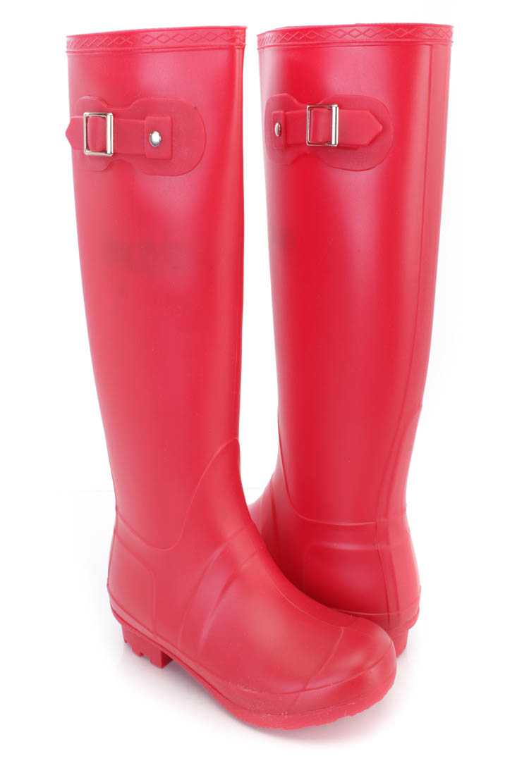 Red Slip On Rubber Rain Boots PVC