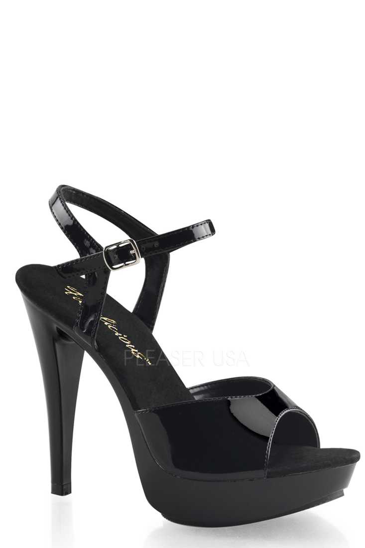 Black Peep Toe Platform High Heels Patent
