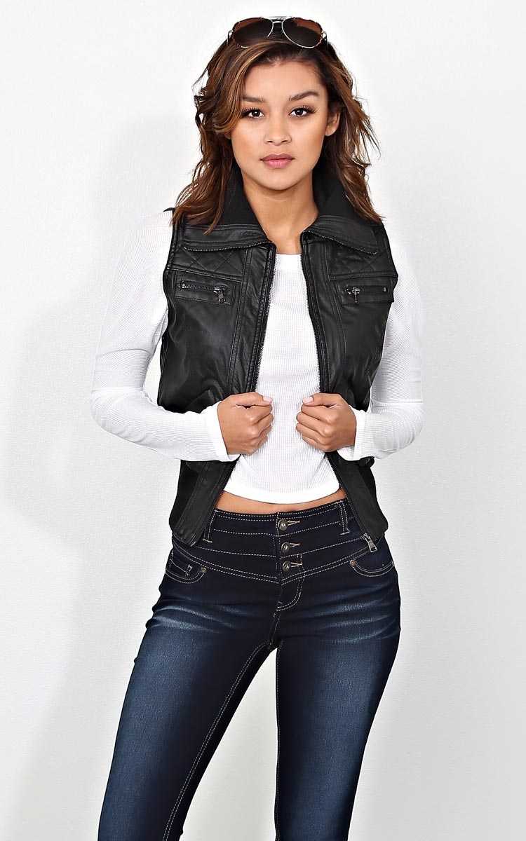 Round Up Vegan Leather Vest - - in Size by Styles For Less