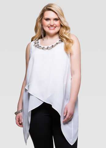 Crossover Sharkbite Necklace Blouse