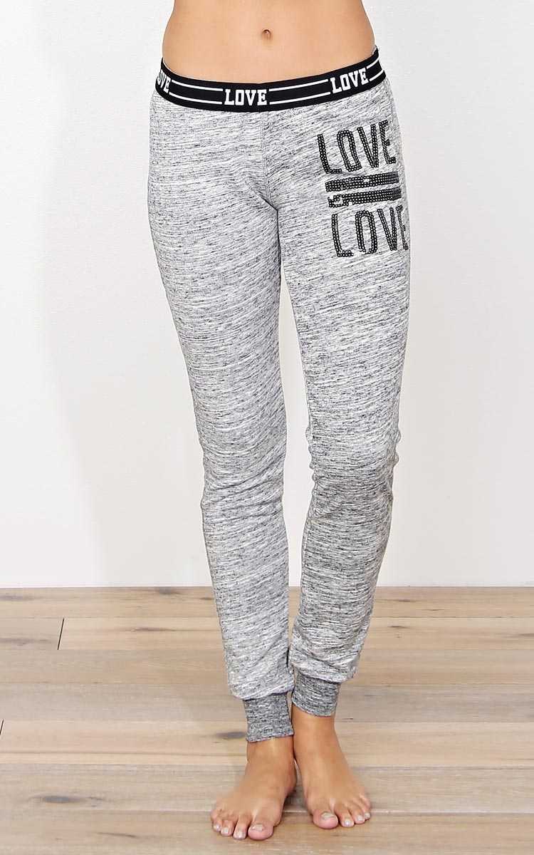 Shining Love Knit Joggers - - Charcoal in Size by Styles For Less