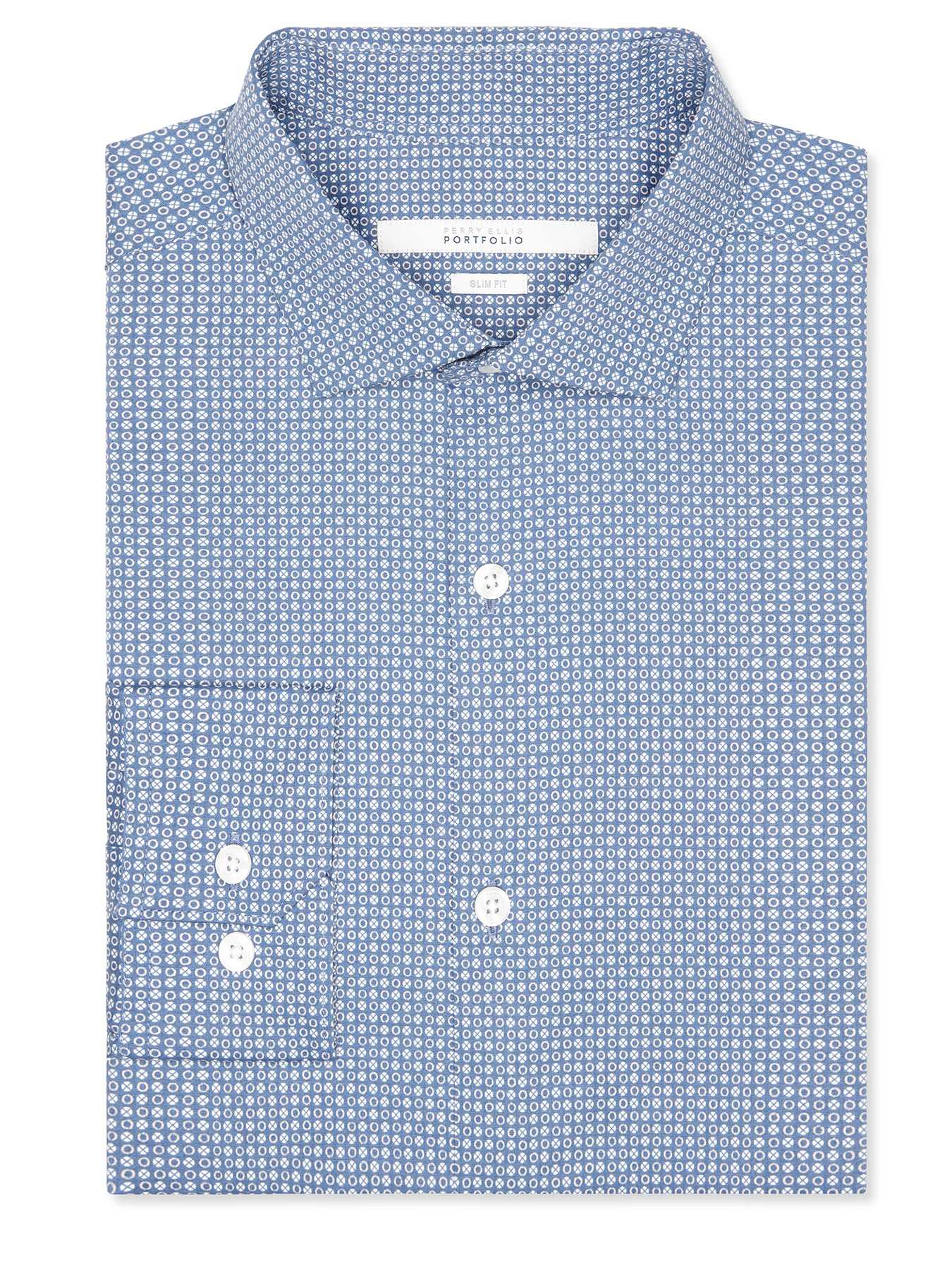 Perry Ellis Slim Fit Circle Print Dress Shirt