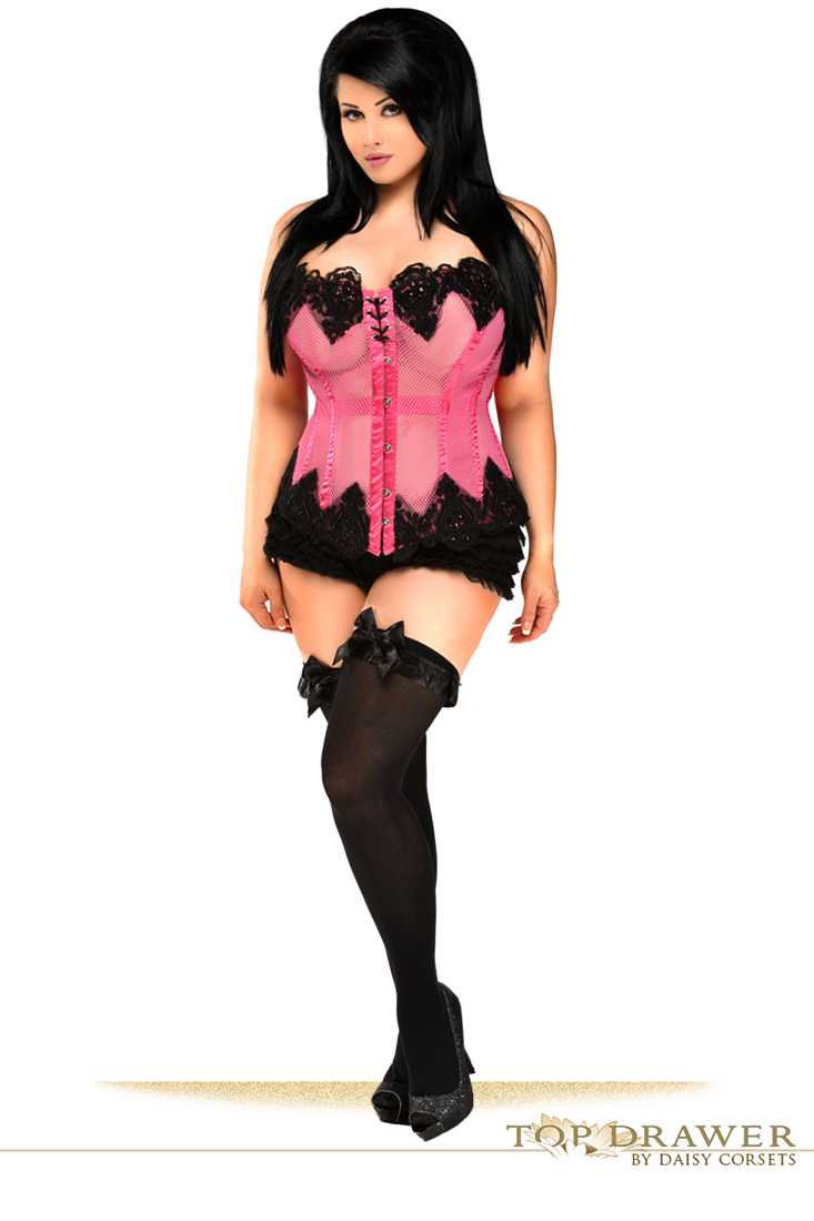 Pink Mesh Net Beaded Corset Top