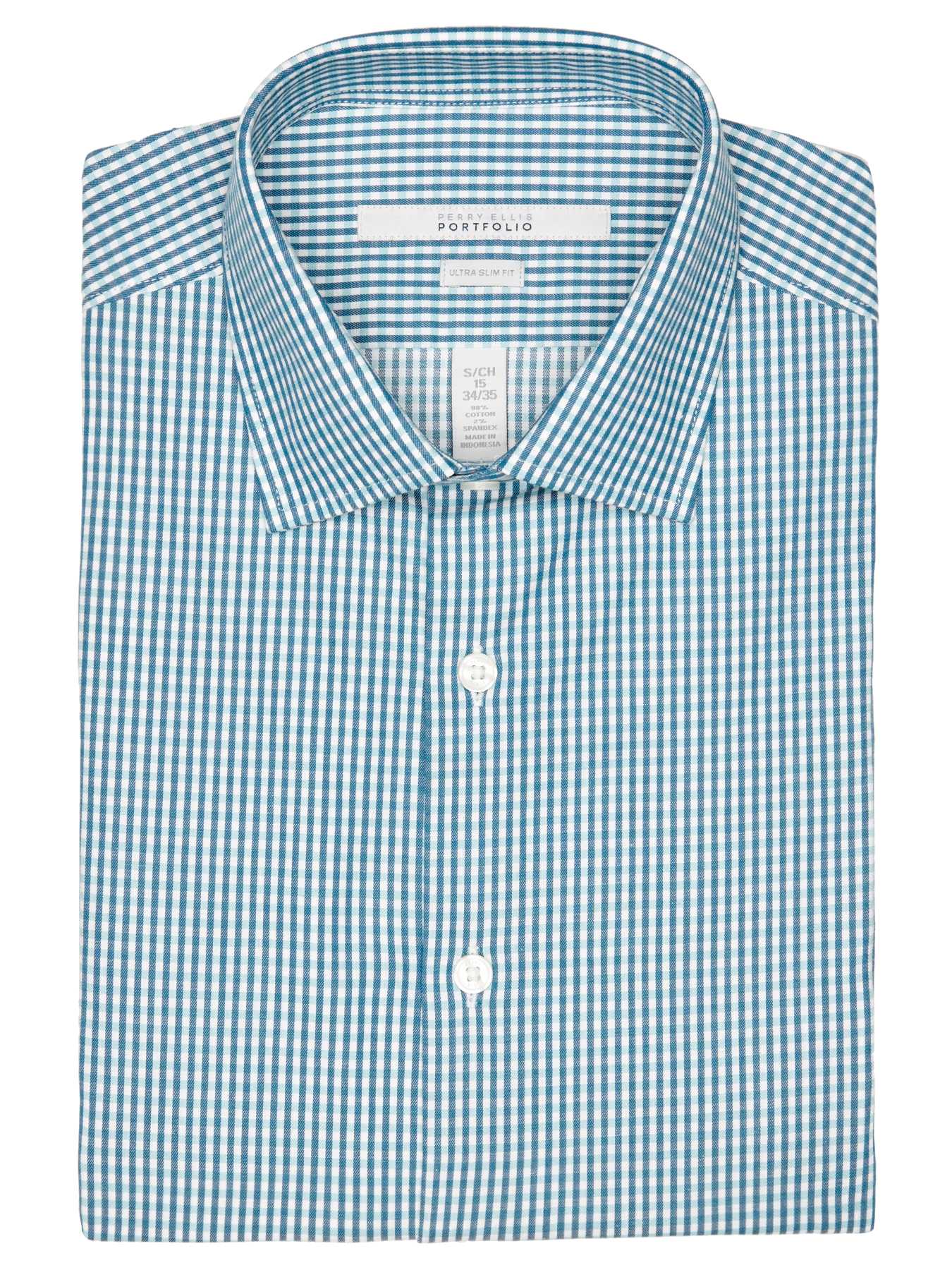 Perry Ellis Ultra Slim Gingham Dress Shirt
