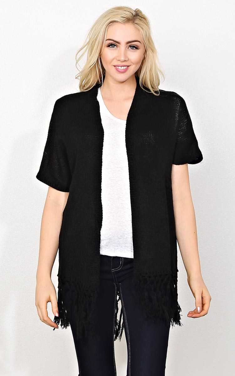 Seasons Change Sweater Knit Wrap - - Black in Size by Styles For Less