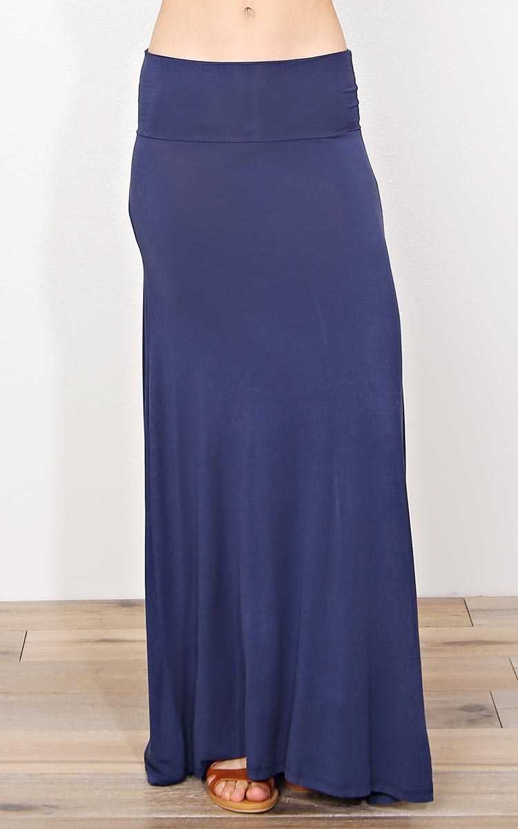 Lauri Knit Maxi Skirt - LGE - Navy in Size Large by Styles For Less