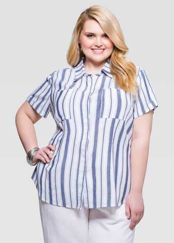 Striped Linen Camp Shirt