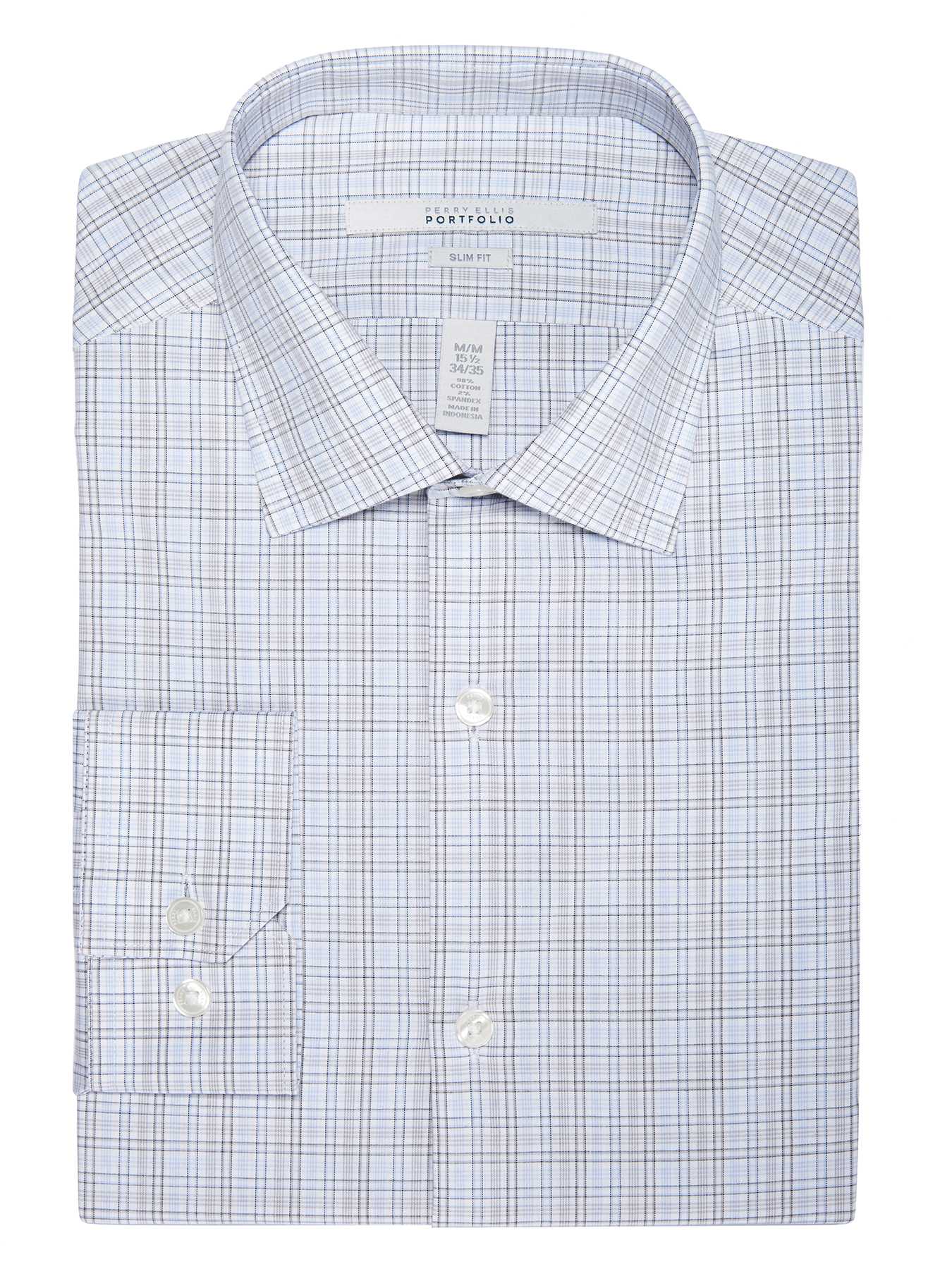 Perry Ellis Slim Fit Windowpane Dress Shirt