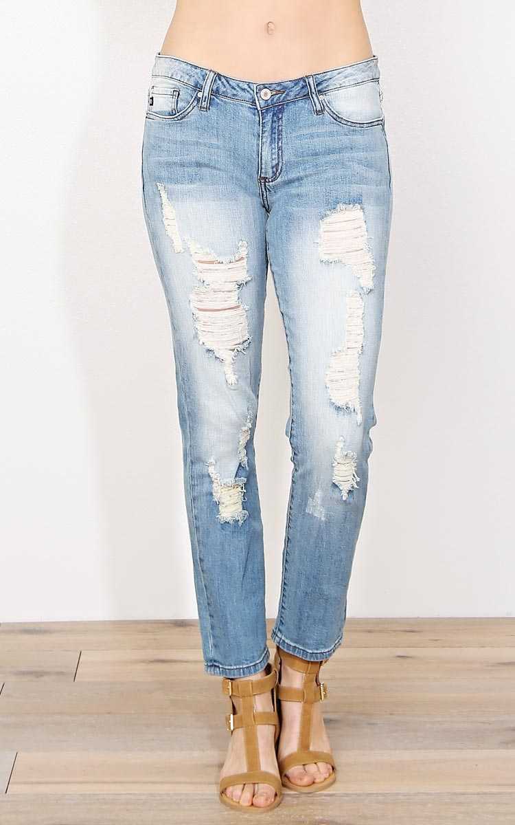 Dylan Distressed Boyfriend Jeans - Med Destroyed in Size by Styles For Less