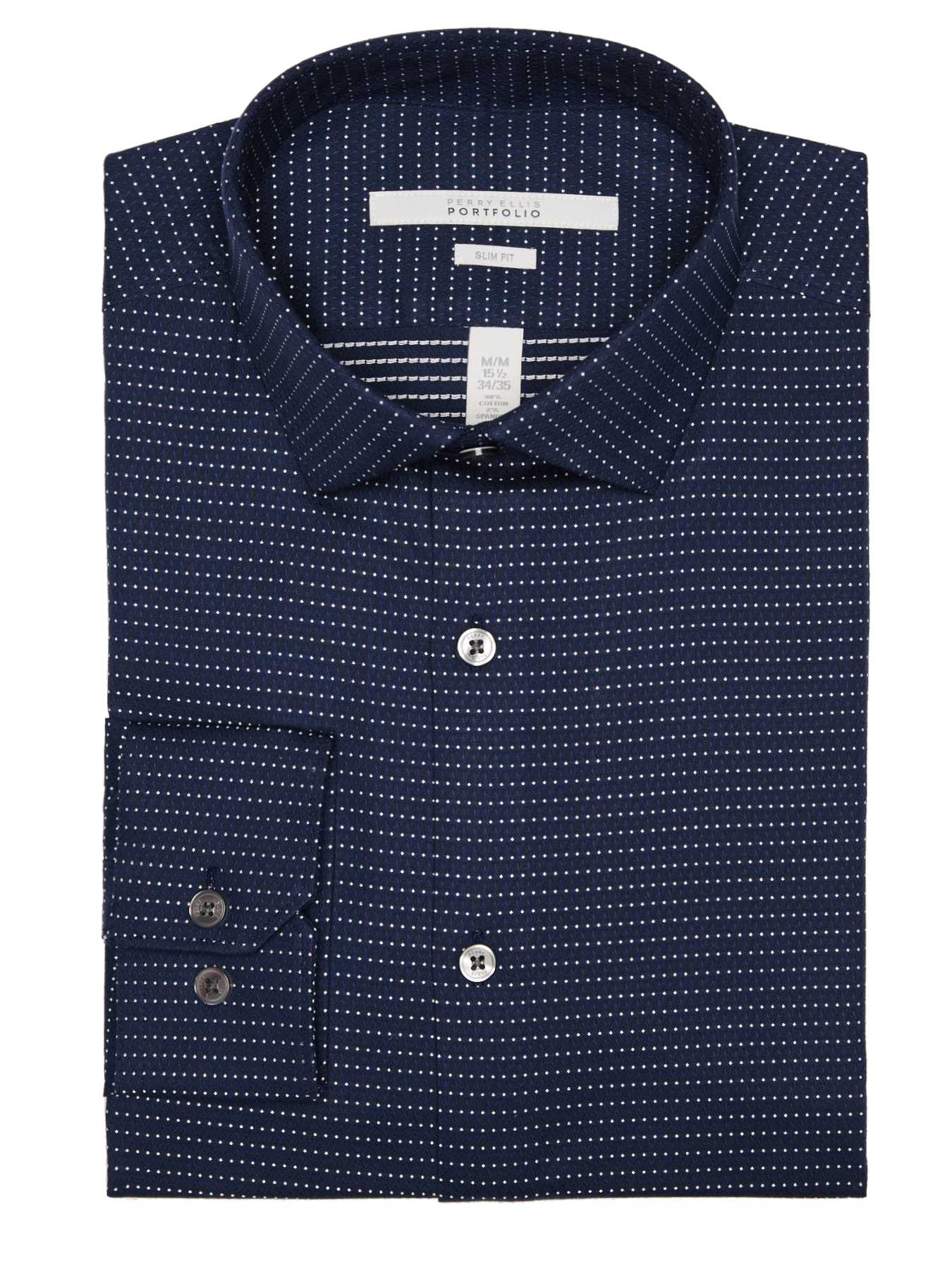 Perry Ellis Slim Fit Tiny Cross Dobby Dress Shirt