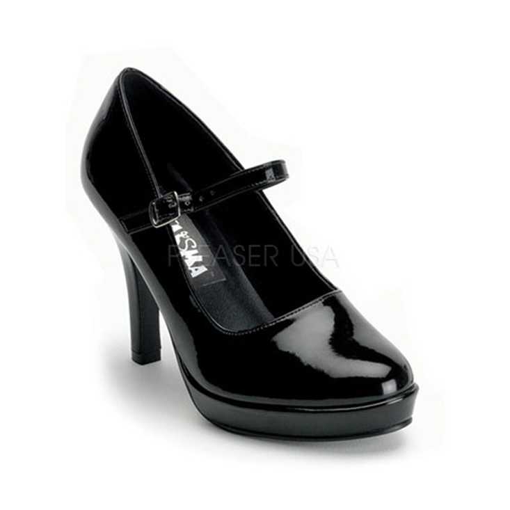 Black Patent Faux Leather Maryjane High Heels