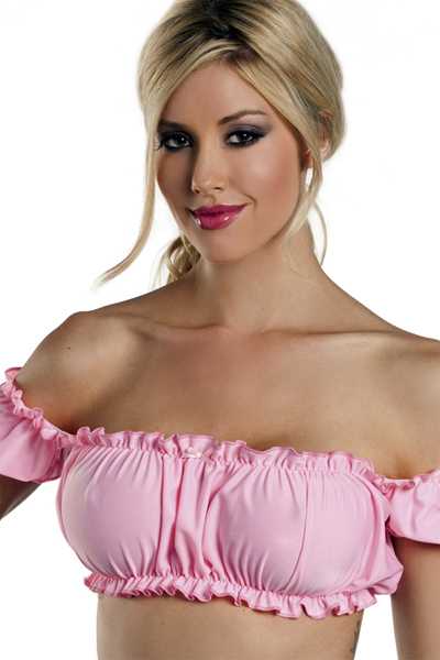 Pink Off Shoulder Mini Scrunch Top