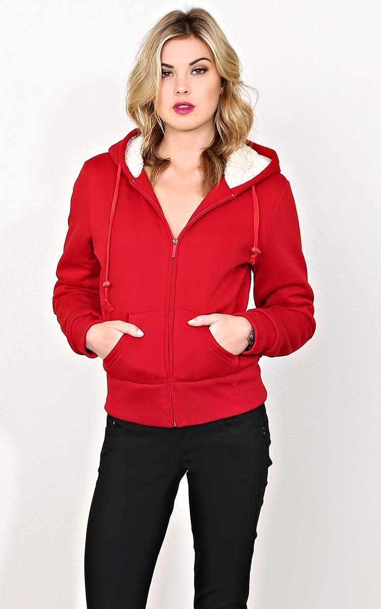 Crista Faux Fur Lined Knit Jacket - MED - Red in Size Medium by Styles For Less