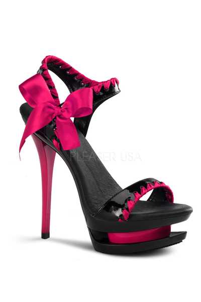 Black Fuchsia Patent Bow Tie Platform High Heels