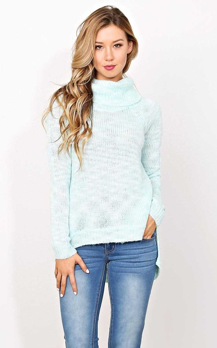 Mint Romy Knit Sweater - LGE - Mint Combo in Size Large by Styles For Less