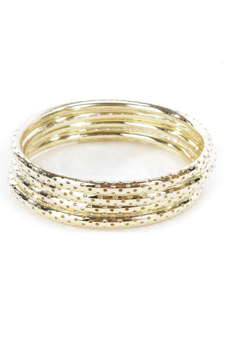 Gold Textured High Polish Metal Cute Bangle Bracelets