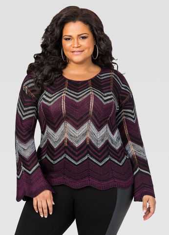 Chevron Bell Sleeve Sweater
