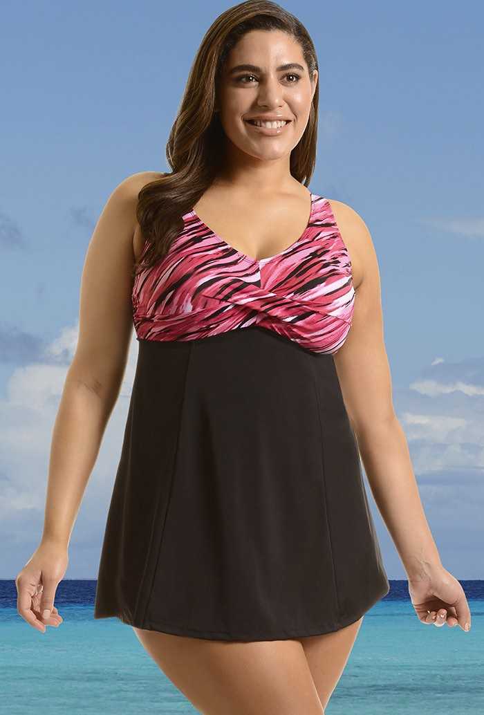 Pink Wave Bodice Print Swimdress