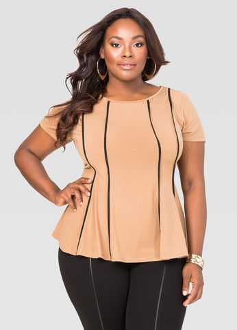 Piped Peplum Top
