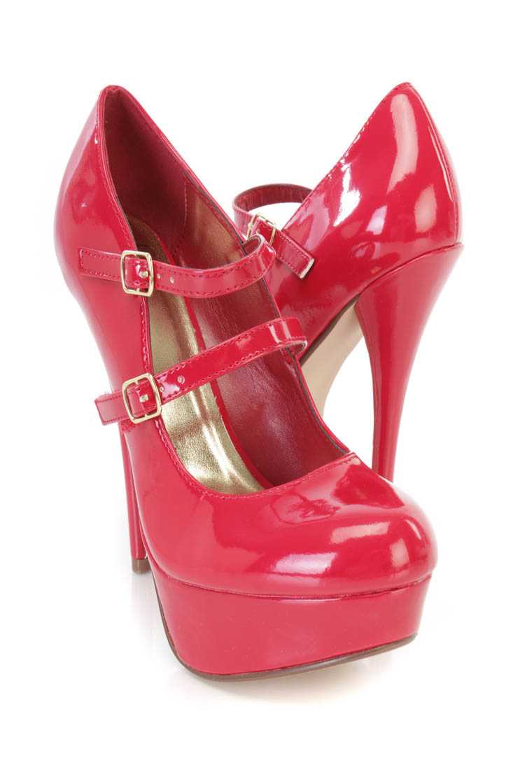 Lipstick Maryjane Platform High Heels Patent Faux Leather