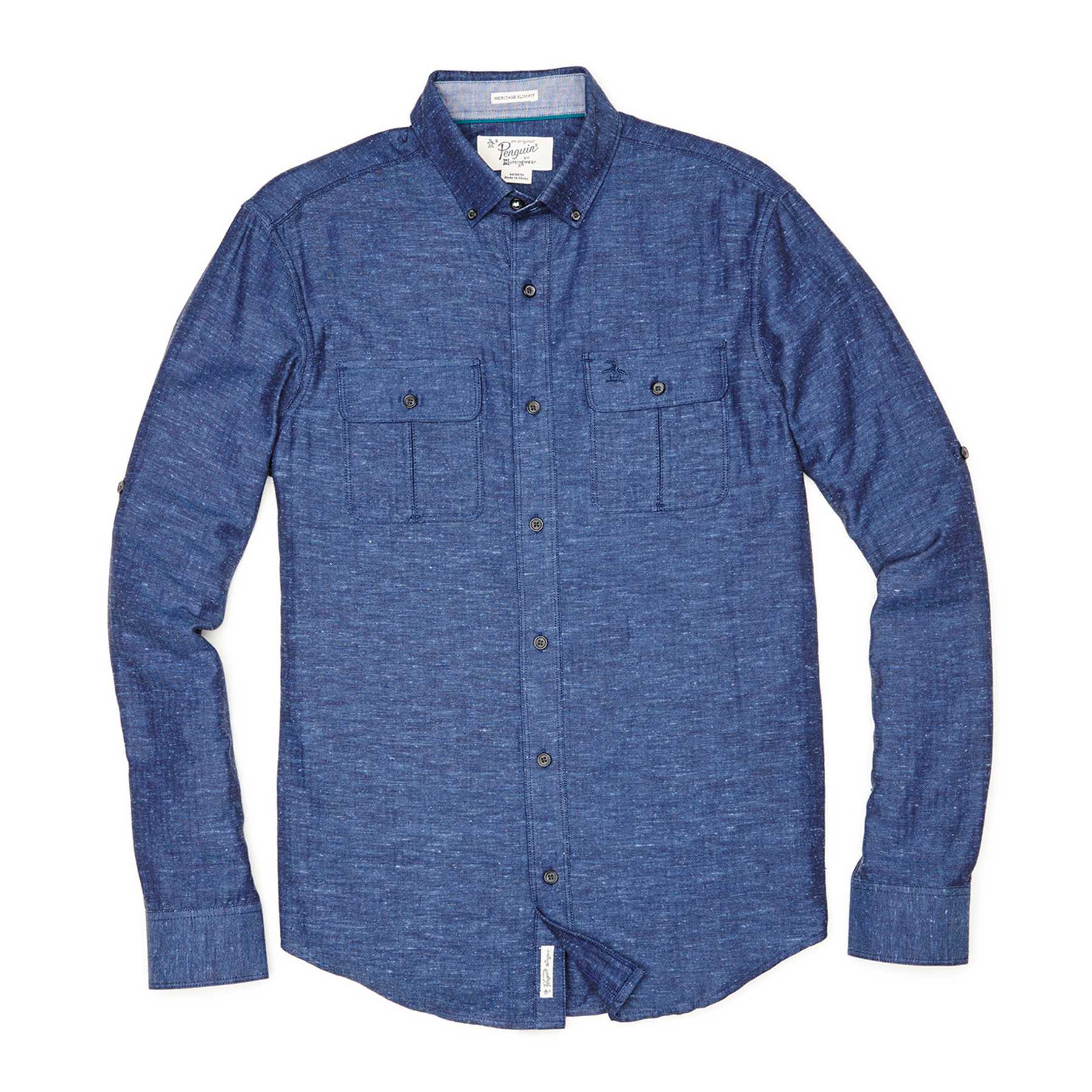 Original Penguin HERRINGBONE ROLL CUFF SHIRT