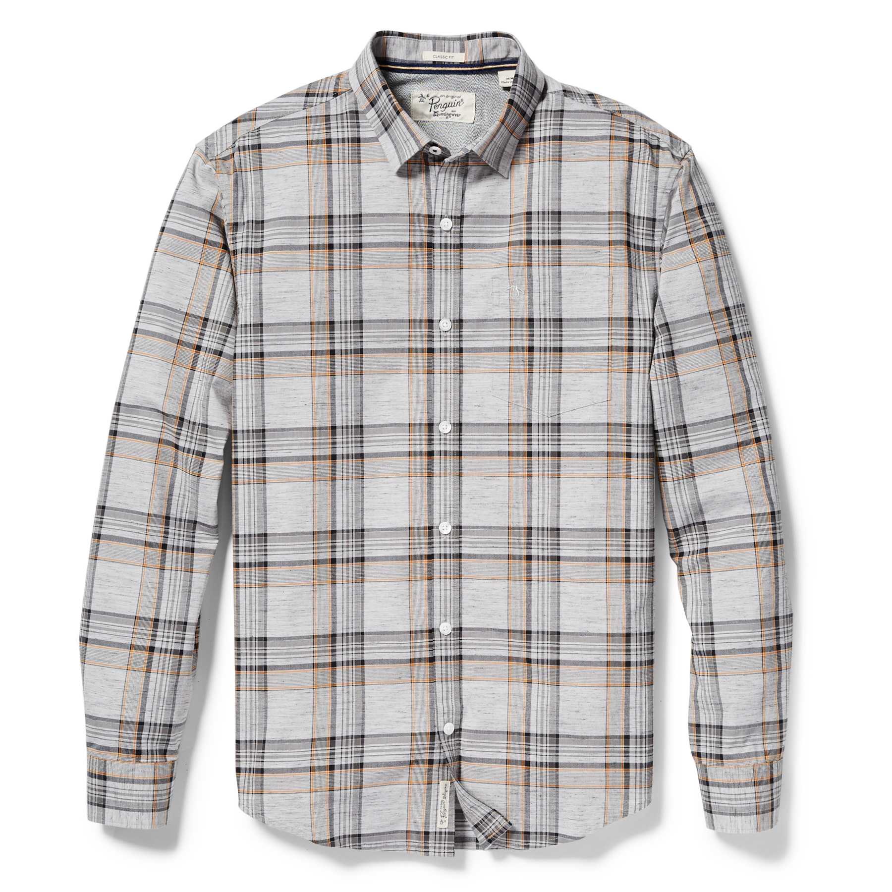 Original Penguin CLASSIC FIT HEATHERED PLAID SHIRT