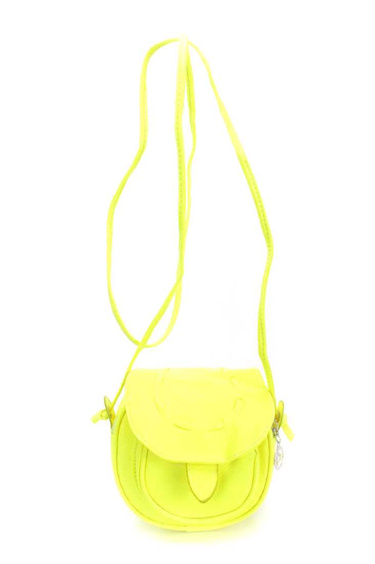 Neon Yellwo Faux Leather Woven Mini Handbag