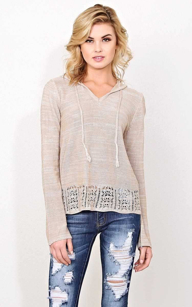 Curled Up Purl Knit Sweater - - Tan in Size by Styles For Less