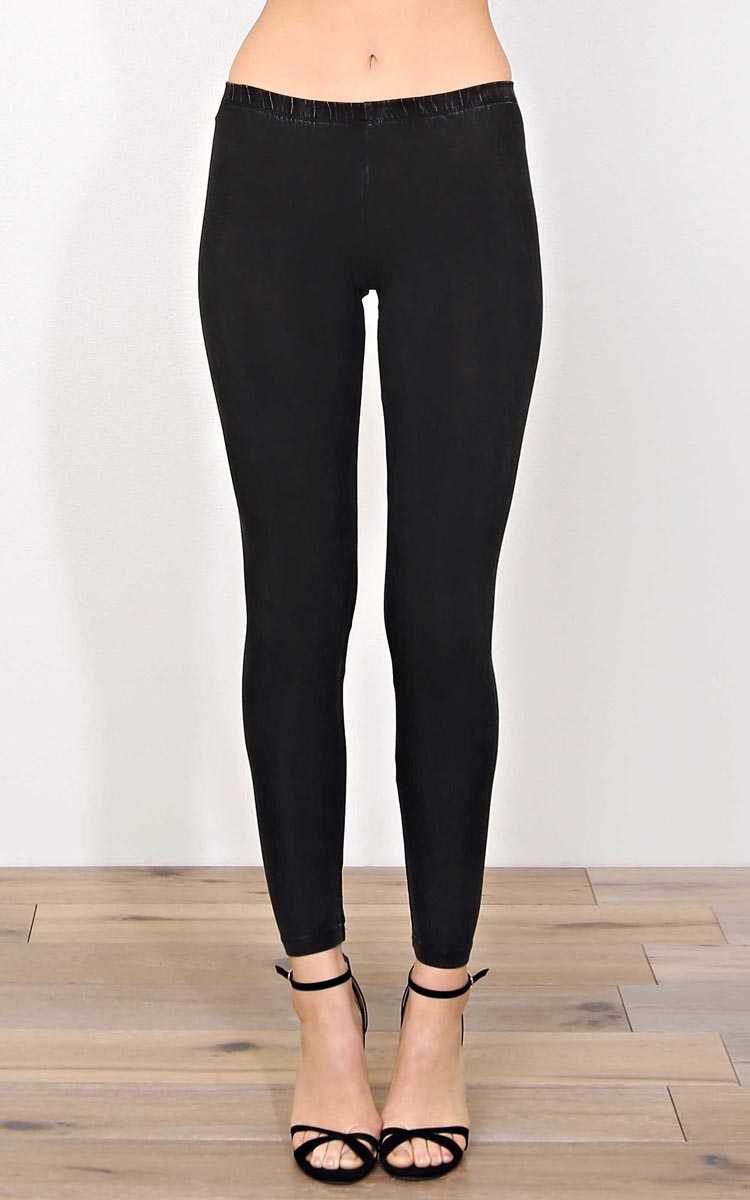 Dark Concrete Knit Leggings - LGE - Black Acid Wash in Size Large by Styles For Less
