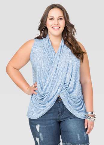 Striped Twist Front Top