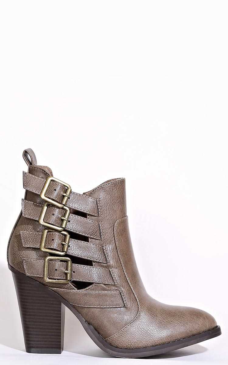 Trista Ankle Buckle Booties - Taupe in Size by Styles For Less