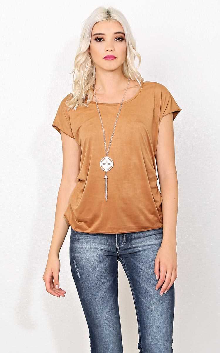 Sharon Faux Suede Necklace Top - LGE - in Size Large by Styles For Less