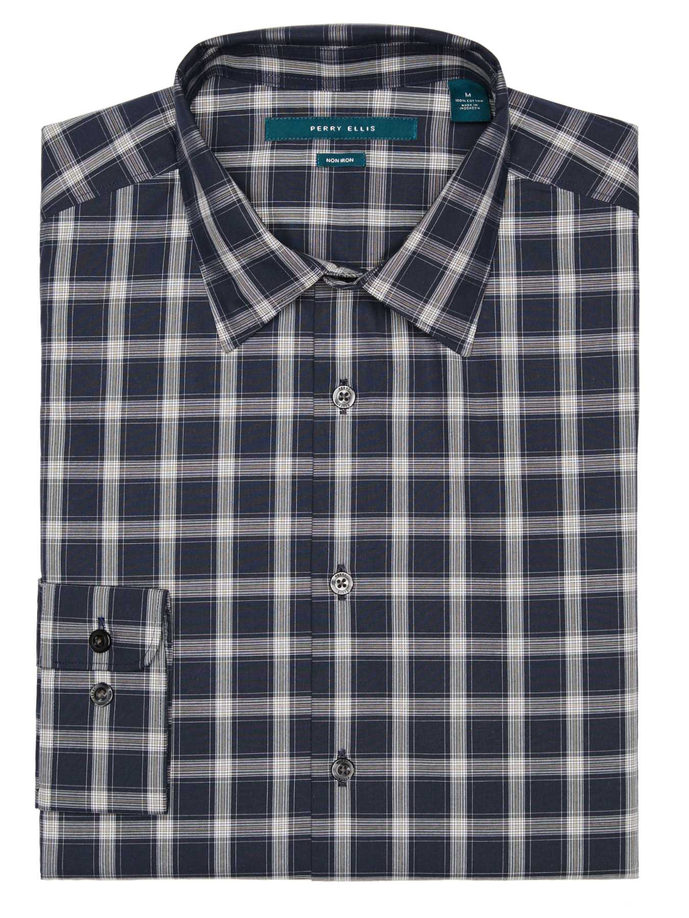 Perry Ellis Non-Iron Regular Fit Plaid Shirt