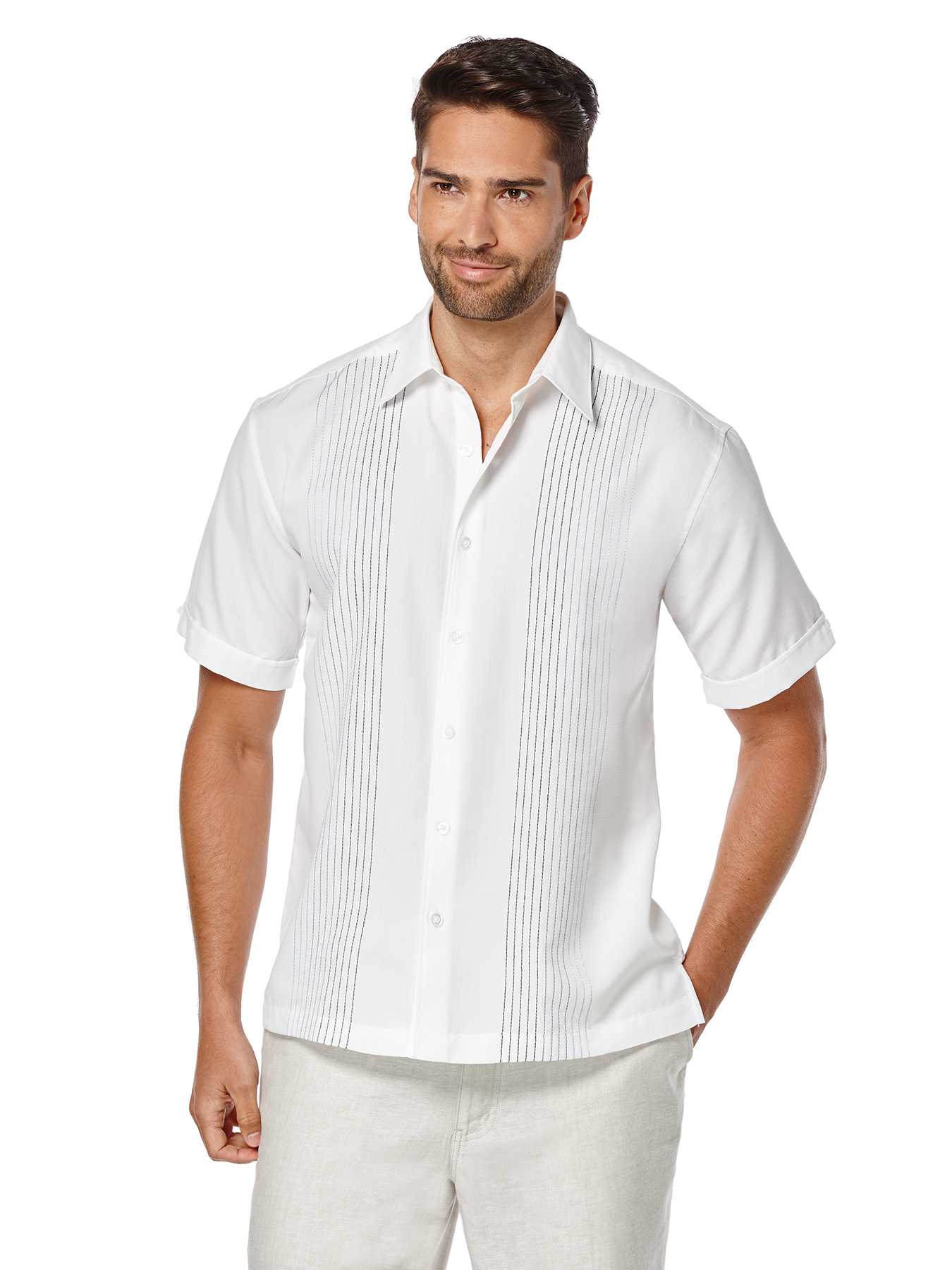 Cubavera Short Sleeve Texture Ombre Embroidery