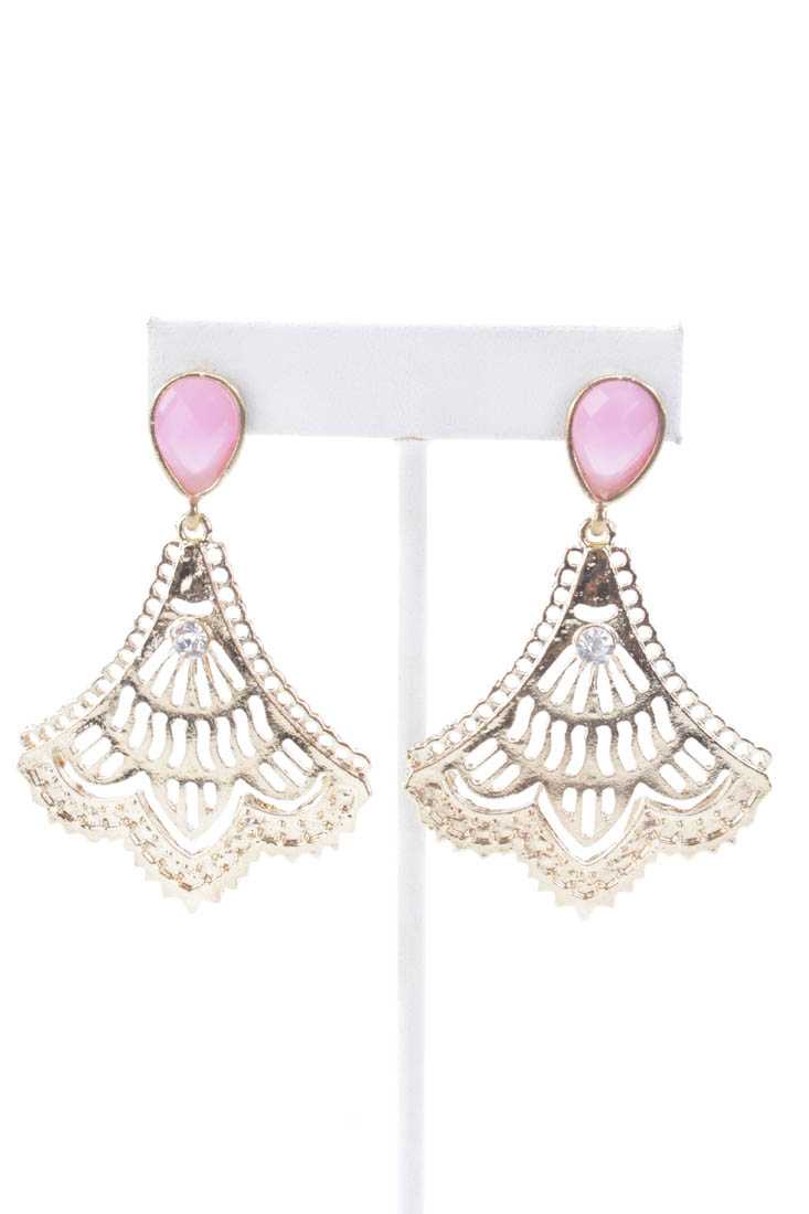 Pink Gold High Polish Intricate Faceted Beaded Earrings