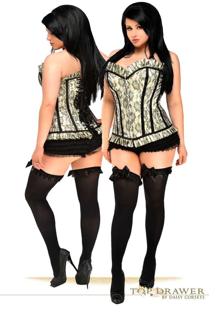 Top Drawer Ivory Lace Steel Boned Corset Plus Size