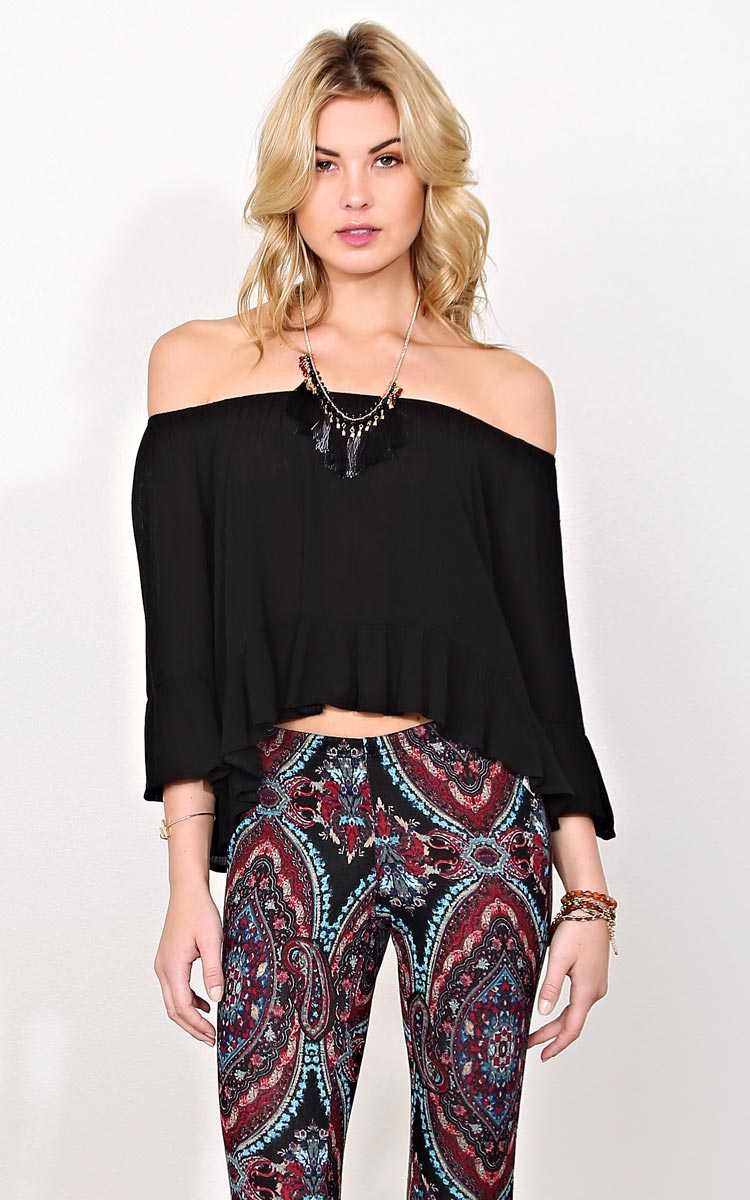 Louise Off The Shoulder Top - LGE - Black in Size Large by Styles For Less