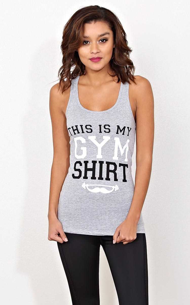 THIS IS MY GYM SHIRT Knit Tank - LGE - Heather in Size Large by Styles For Less