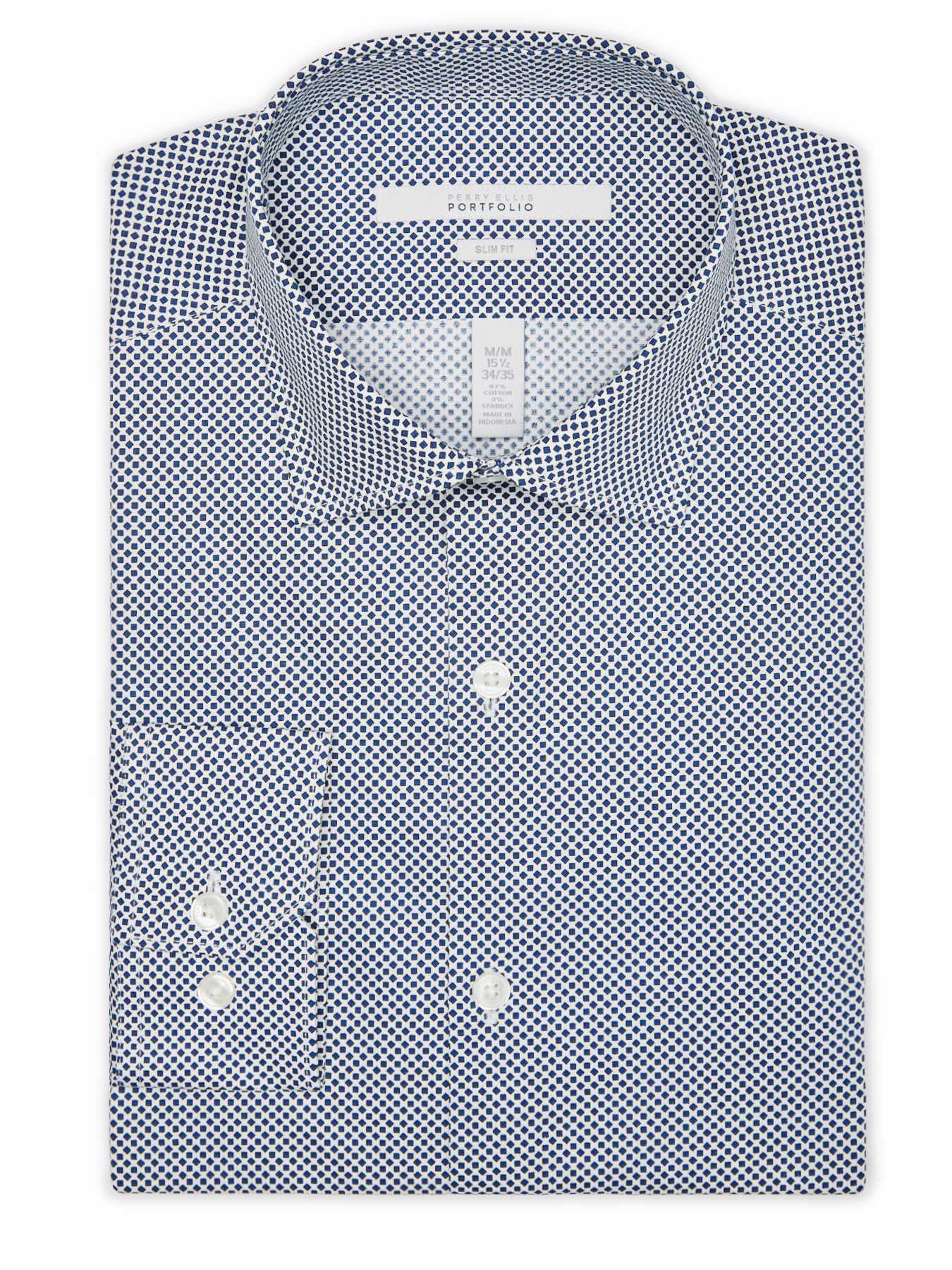 Perry Ellis Slim Fit Square Diamond Dress Shirt