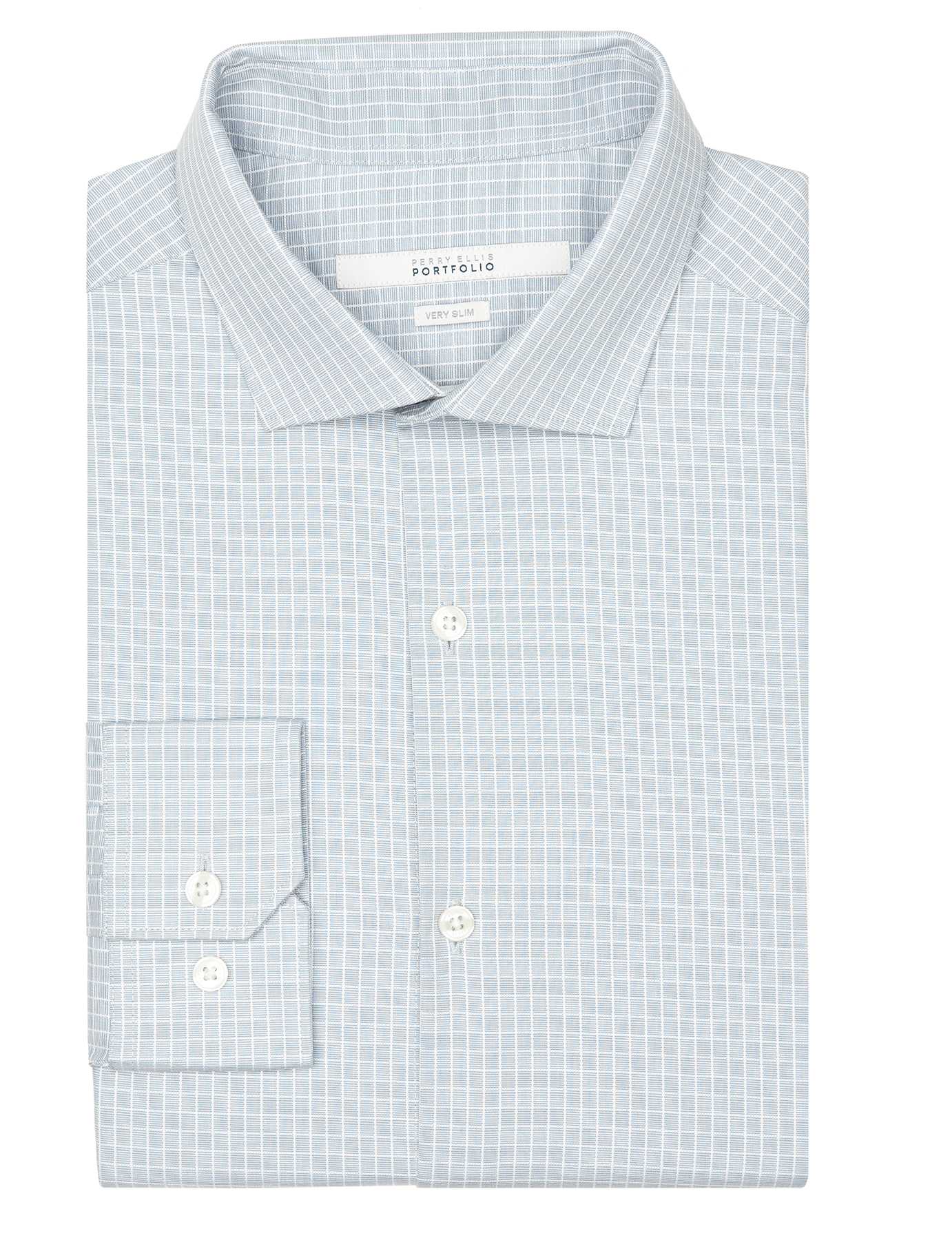 Perry Ellis Slim Fit Grid Check Dress Shirt