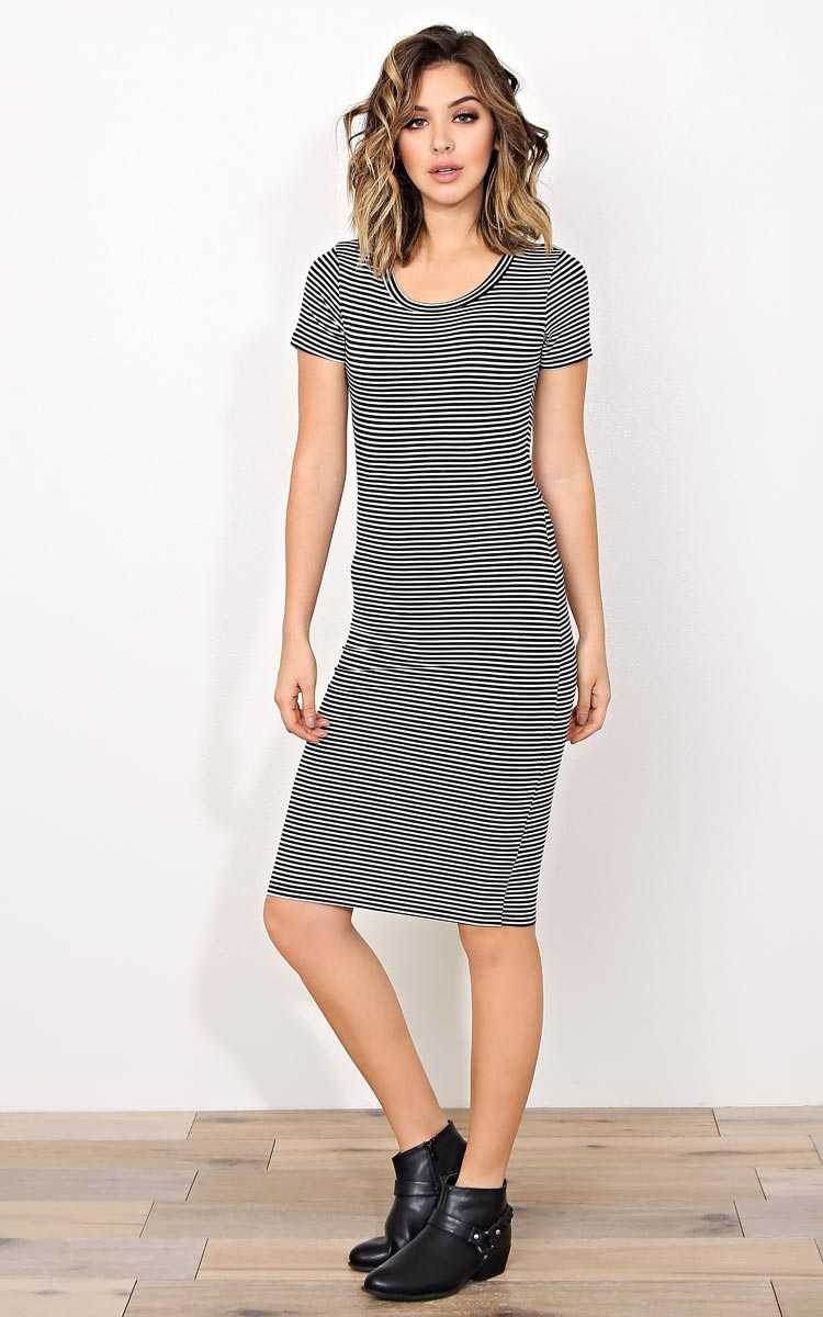 Vienna Striped T Shirt Dress - - Black/White in Size by Styles For Less