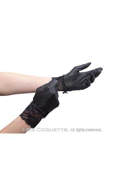 Black Lace Trim Gloves