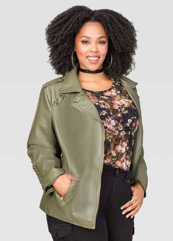 Grommet Lace-Up Moto Jacket