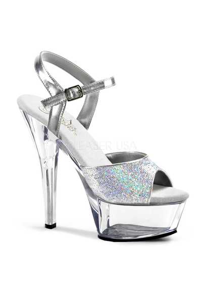 Clear Silver Multi Glitter Metallic High Heels