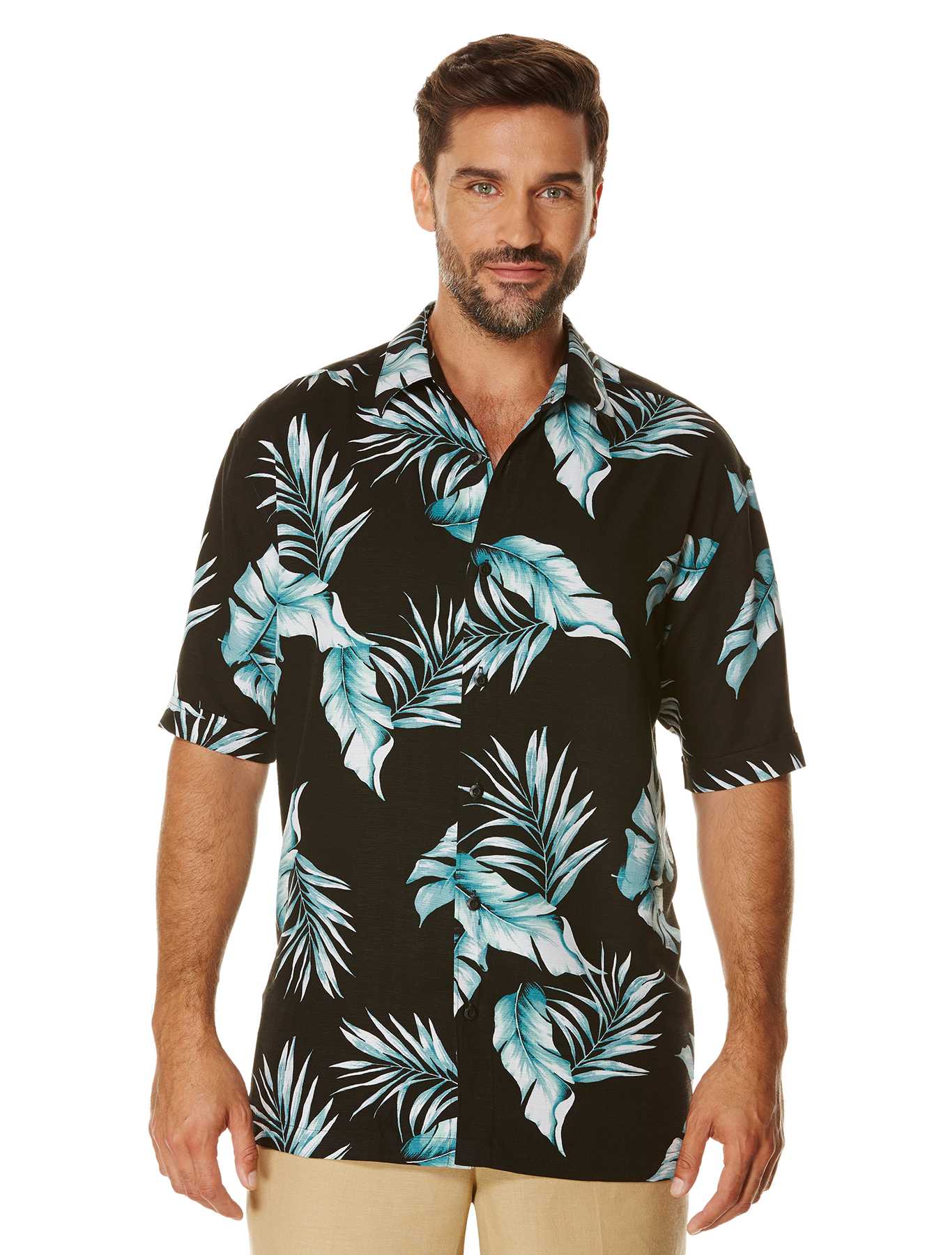 Cubavera Short Sleeve Rayon Allover Tropical Print Shirt