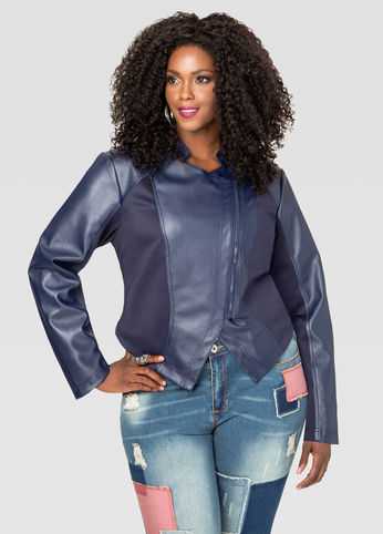 Ponte Faux Leather Jacket
